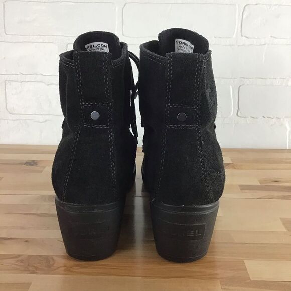 SOREL heeled suede leather boots size 10 platform wedges Normcore Gorpcore - Picture 3 of 16